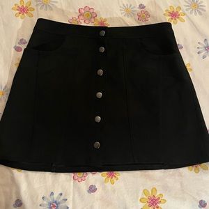 black high waisted button up skirt